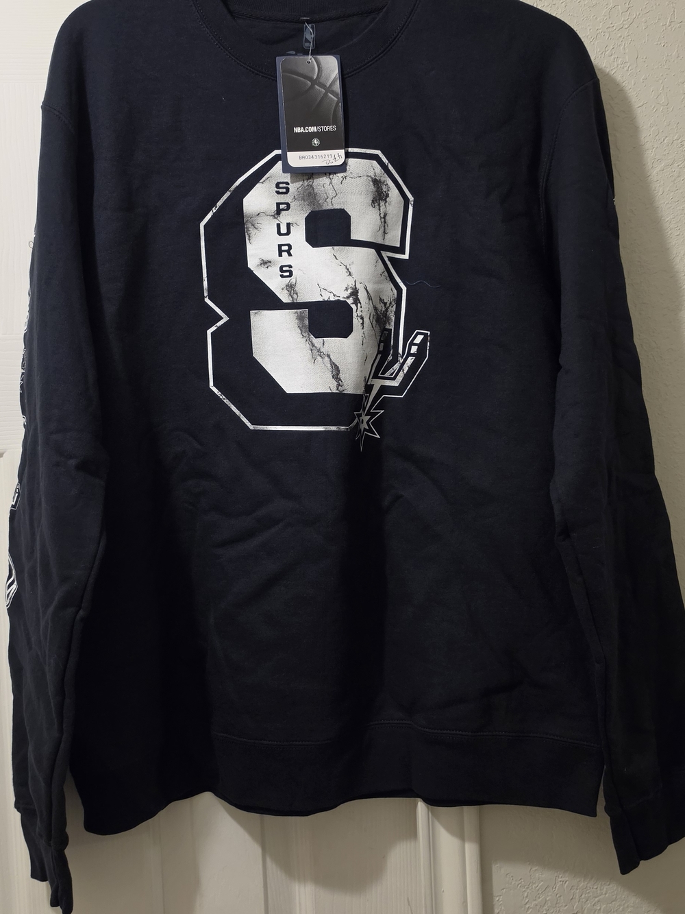 NBA Spurs Men's Black Graphic Long sleeve Sweatshirt Size L